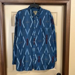 The Foundry Co.  4XLT.  Long Sleeve button ip. Blue…100% Cotton